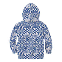 Blue Ngatu Pattern Malo e Lelei Tonga Kid Hoodie