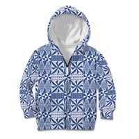 Blue Ngatu Pattern Malo e Lelei Tonga Kid Hoodie