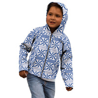 Blue Ngatu Pattern Malo e Lelei Tonga Kid Hoodie
