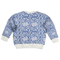 Blue Ngatu Pattern Malo e Lelei Tonga Kid Ugly Christmas Sweater