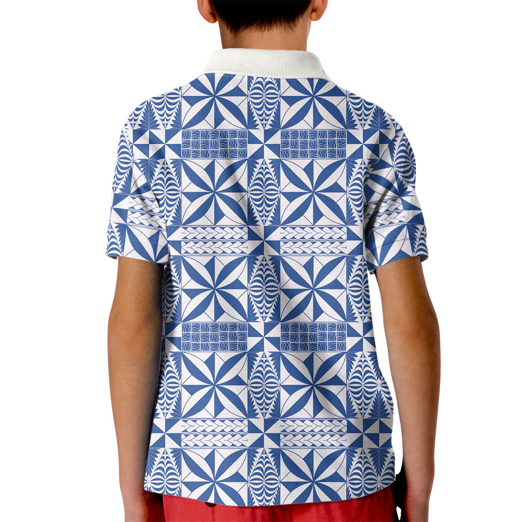 Blue Ngatu Pattern Malo e Lelei Tonga Kid Polo Shirt