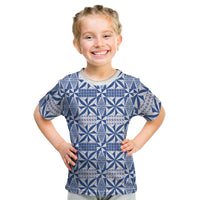 Blue Ngatu Pattern Malo e Lelei Tonga Kid T Shirt