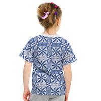 Blue Ngatu Pattern Malo e Lelei Tonga Kid T Shirt