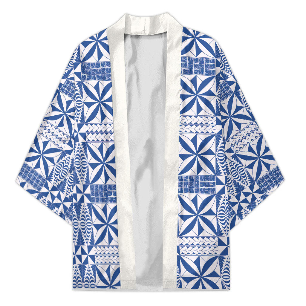 Blue Ngatu Pattern Malo e Lelei Tonga Kimono