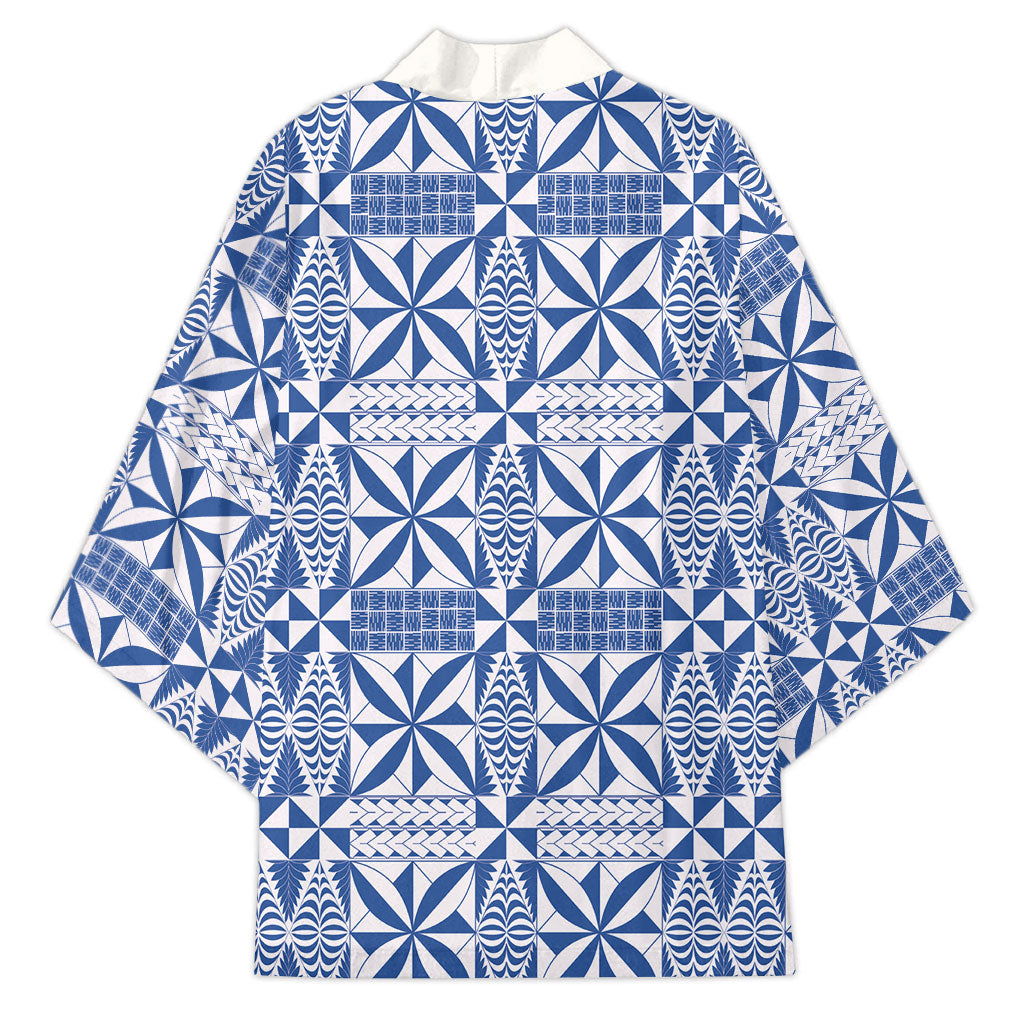 Blue Ngatu Pattern Malo e Lelei Tonga Kimono