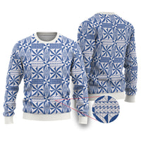 Blue Ngatu Pattern Malo e Lelei Tonga Ugly Christmas Sweater