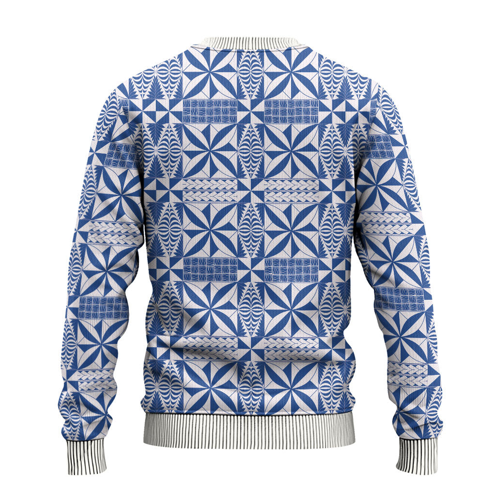 Blue Ngatu Pattern Malo e Lelei Tonga Ugly Christmas Sweater
