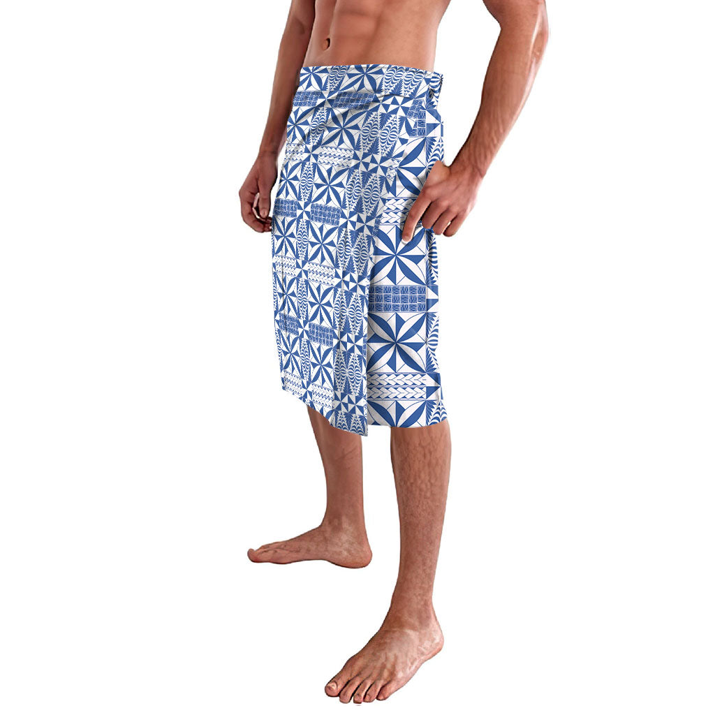 Blue Ngatu Pattern Malo e Lelei Tonga Lavalava