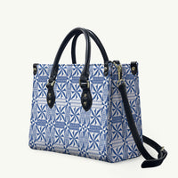 Blue Ngatu Pattern Malo e Lelei Tonga Leather Bag