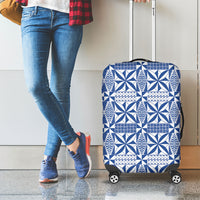 Blue Ngatu Pattern Malo e Lelei Tonga Luggage Cover