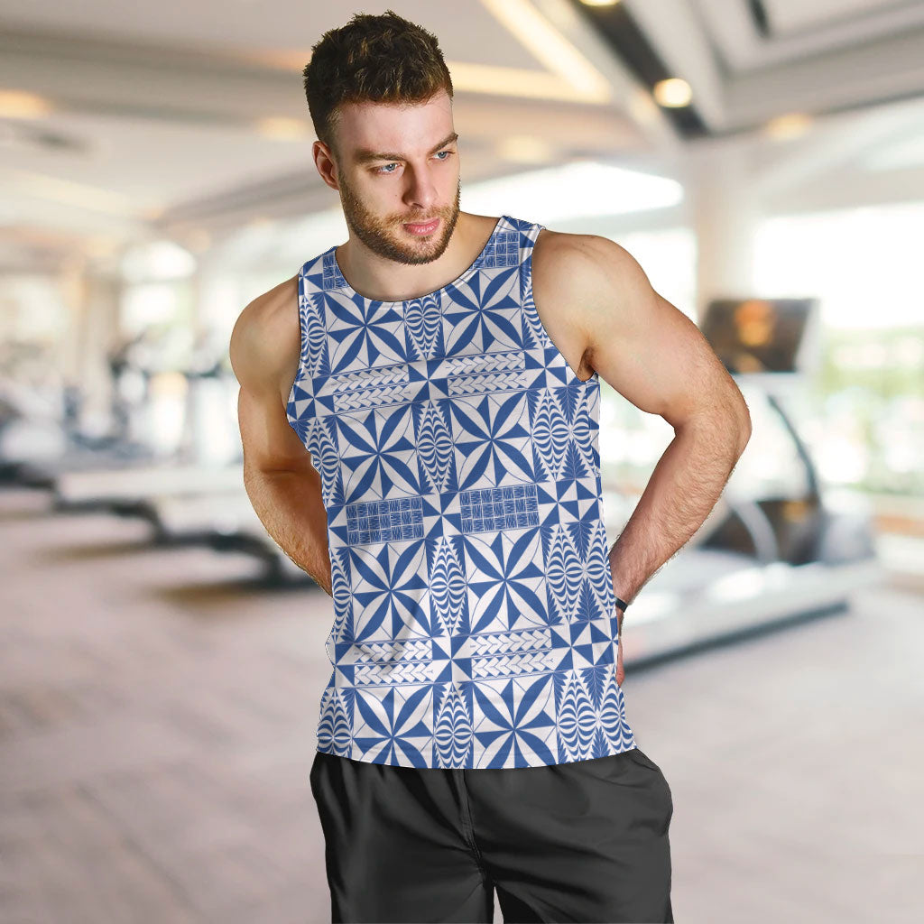 Blue Ngatu Pattern Malo e Lelei Tonga Men Tank Top