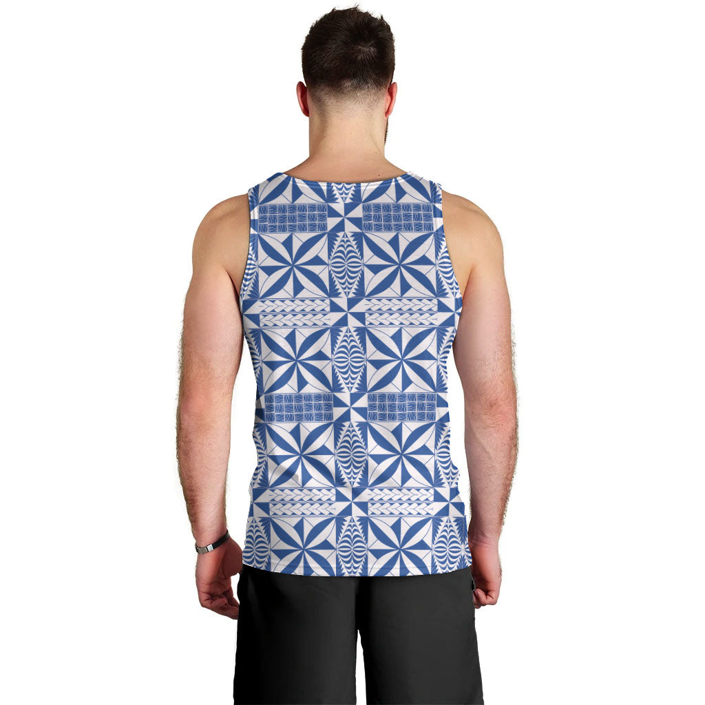 Blue Ngatu Pattern Malo e Lelei Tonga Men Tank Top