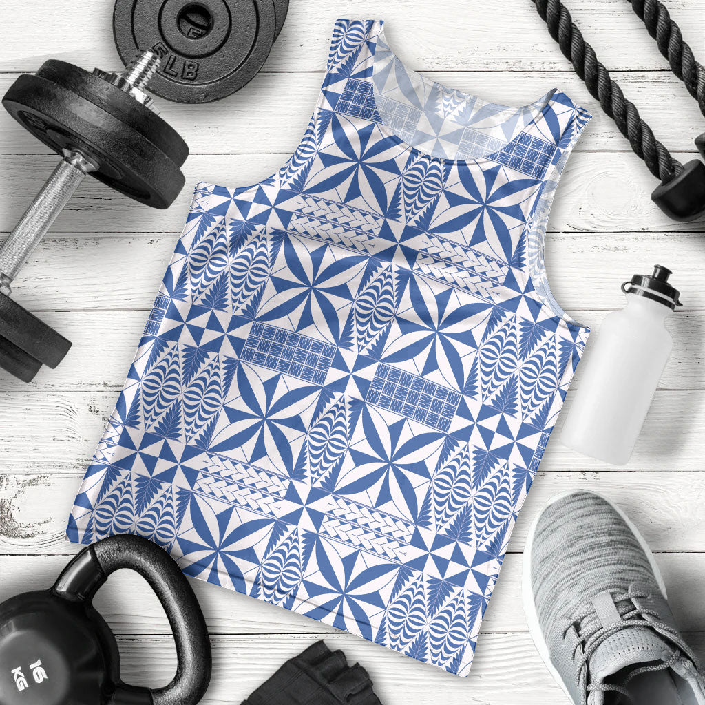 Blue Ngatu Pattern Malo e Lelei Tonga Men Tank Top