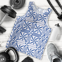 Blue Ngatu Pattern Malo e Lelei Tonga Men Tank Top