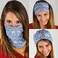 Blue Ngatu Pattern Malo e Lelei Tonga Neck Gaiter
