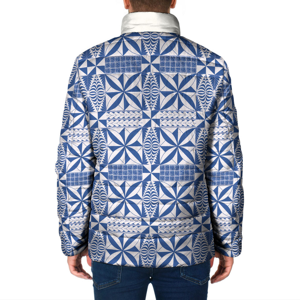 Blue Ngatu Pattern Malo e Lelei Tonga Padded Jacket