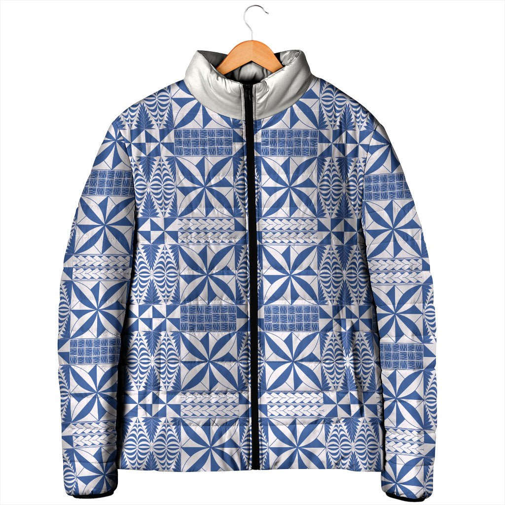 Blue Ngatu Pattern Malo e Lelei Tonga Padded Jacket