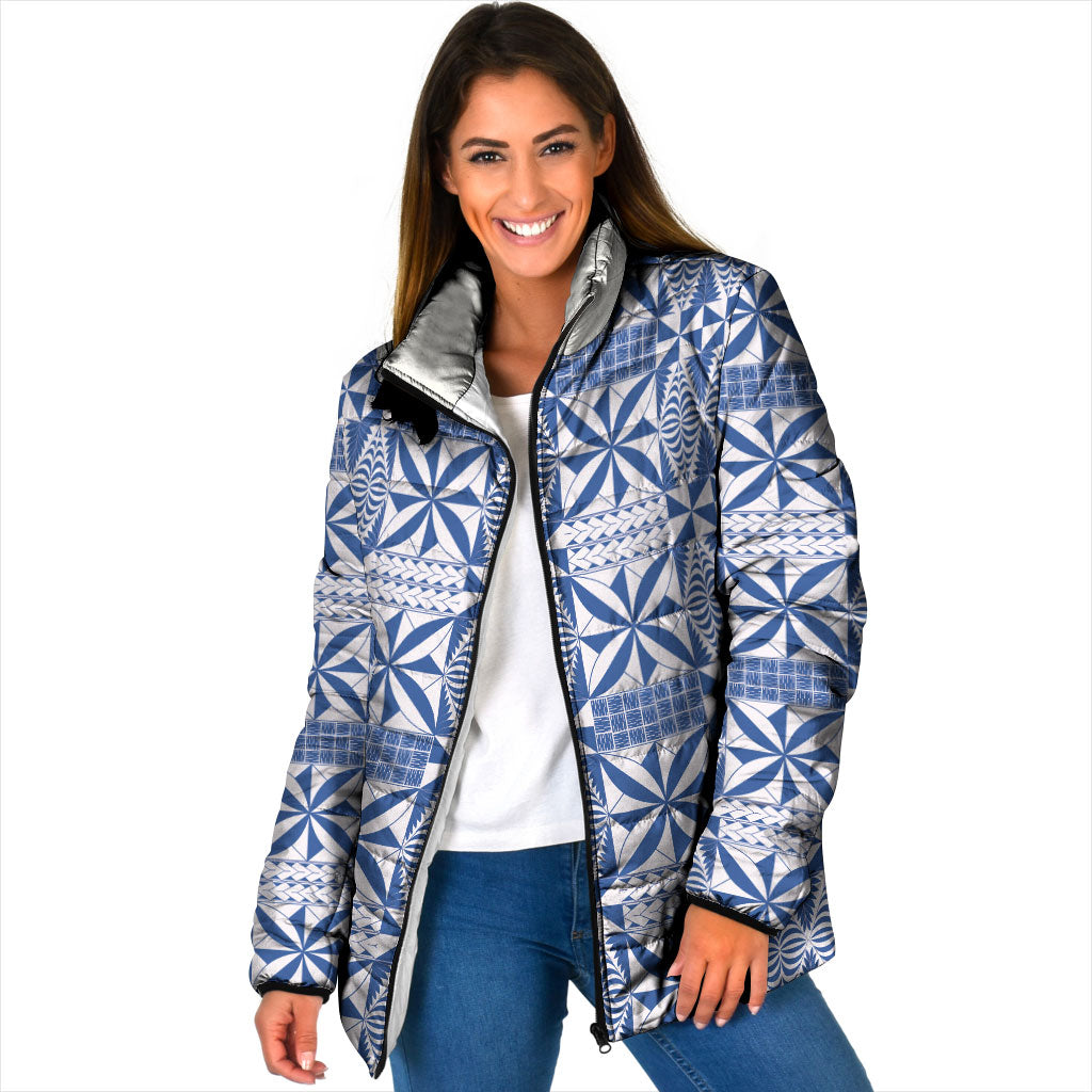 Blue Ngatu Pattern Malo e Lelei Tonga Padded Jacket