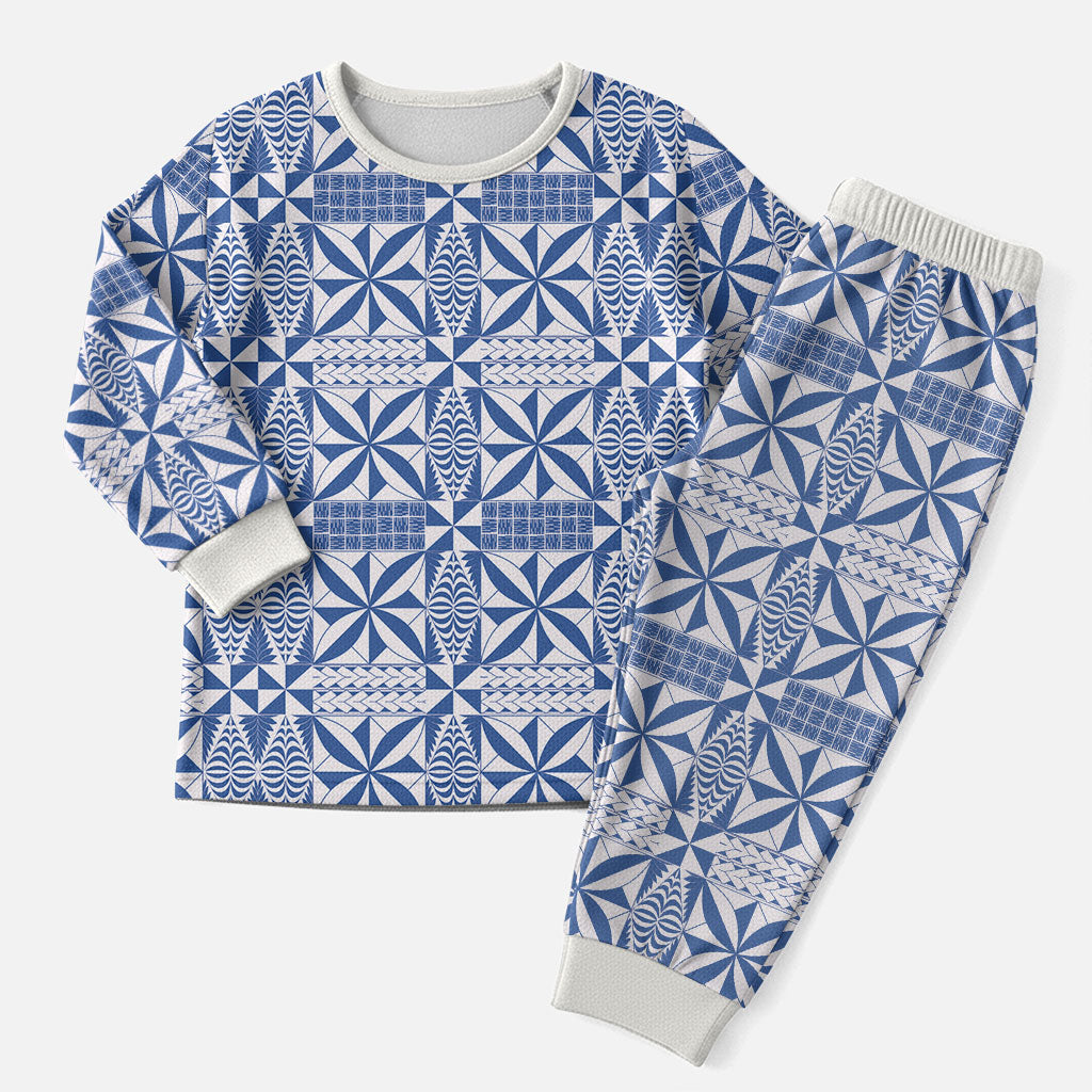Blue Ngatu Pattern Malo e Lelei Tonga Christmas Pajama Set LT14 Men Blue - Polynesian Pride