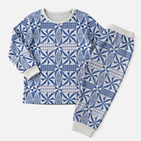 Blue Ngatu Pattern Malo e Lelei Tonga Christmas Pajama Set