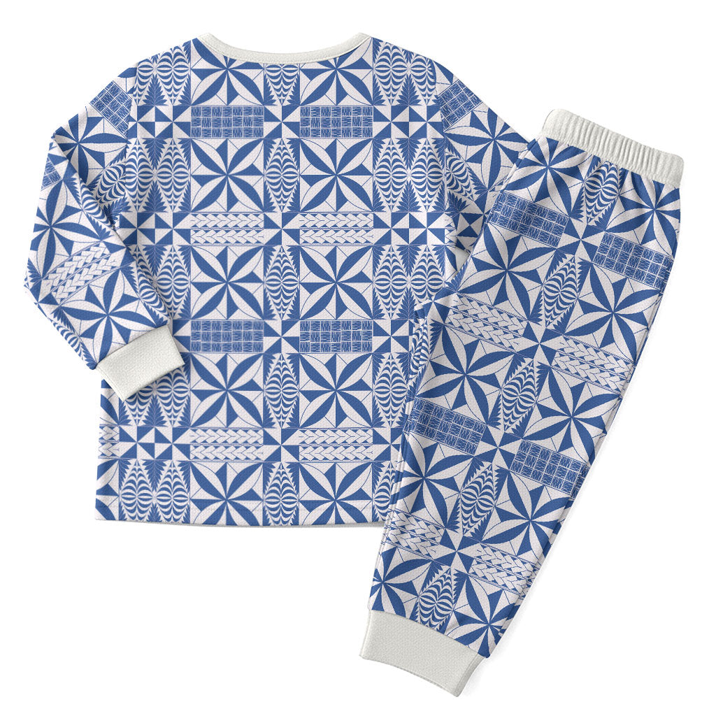 Blue Ngatu Pattern Malo e Lelei Tonga Christmas Pajama Set