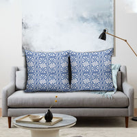 Blue Ngatu Pattern Malo e Lelei Tonga Pillow Cover