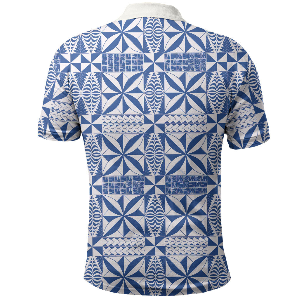 Blue Ngatu Pattern Malo e Lelei Tonga Polo Shirt