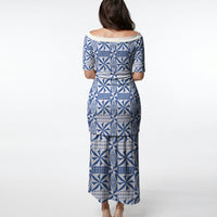 Blue Ngatu Pattern Malo e Lelei Tonga Puletasi