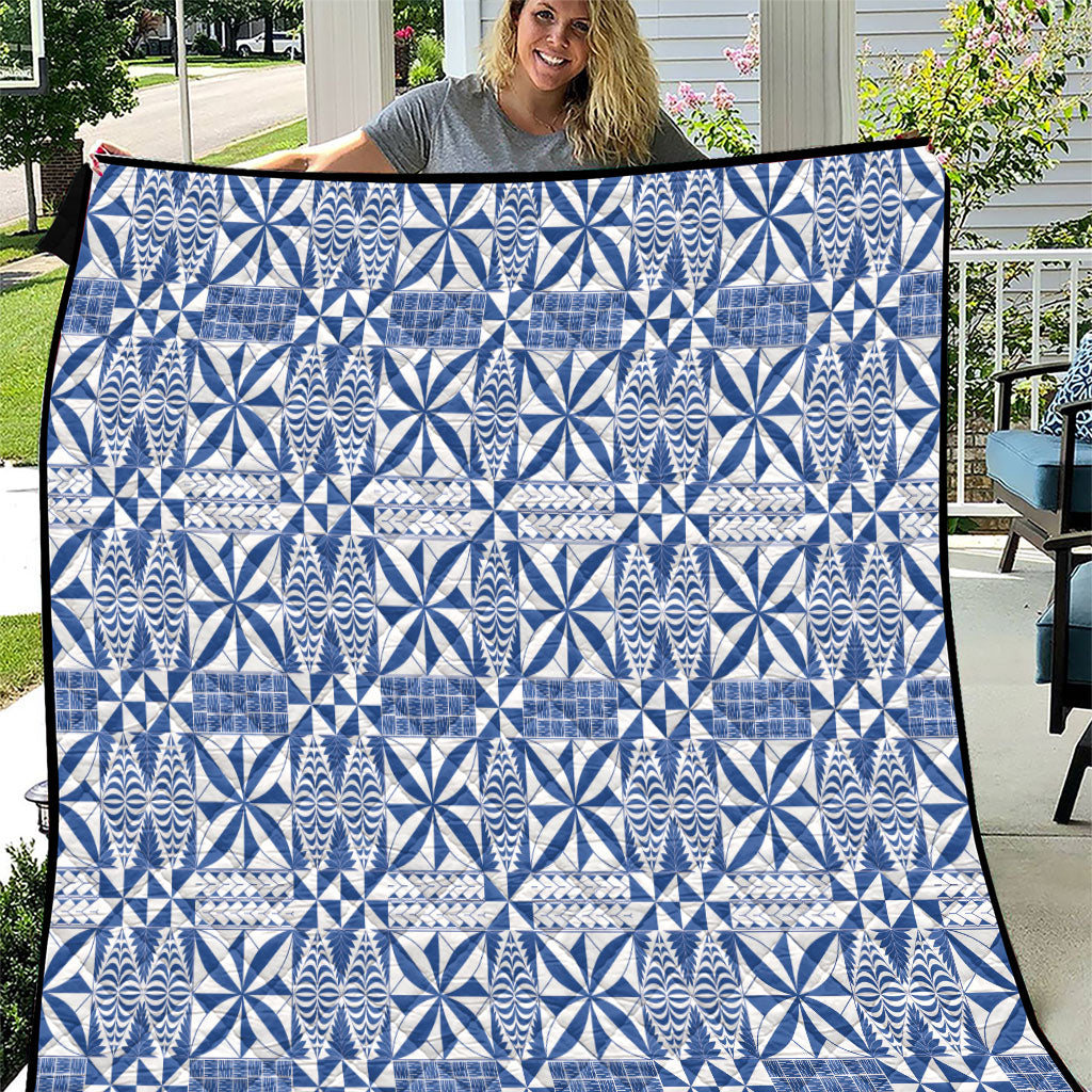 Blue Ngatu Pattern Malo e Lelei Tonga Quilt