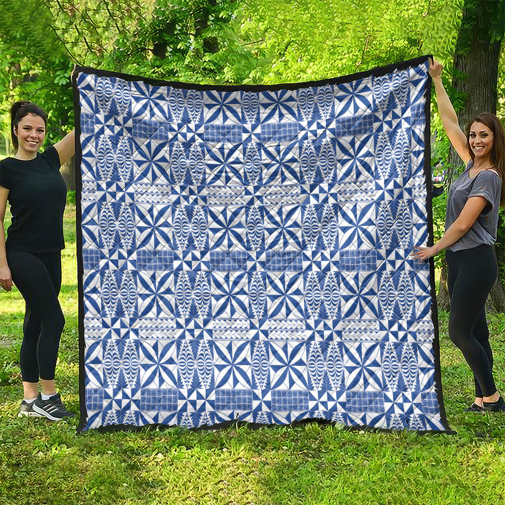 Blue Ngatu Pattern Malo e Lelei Tonga Quilt