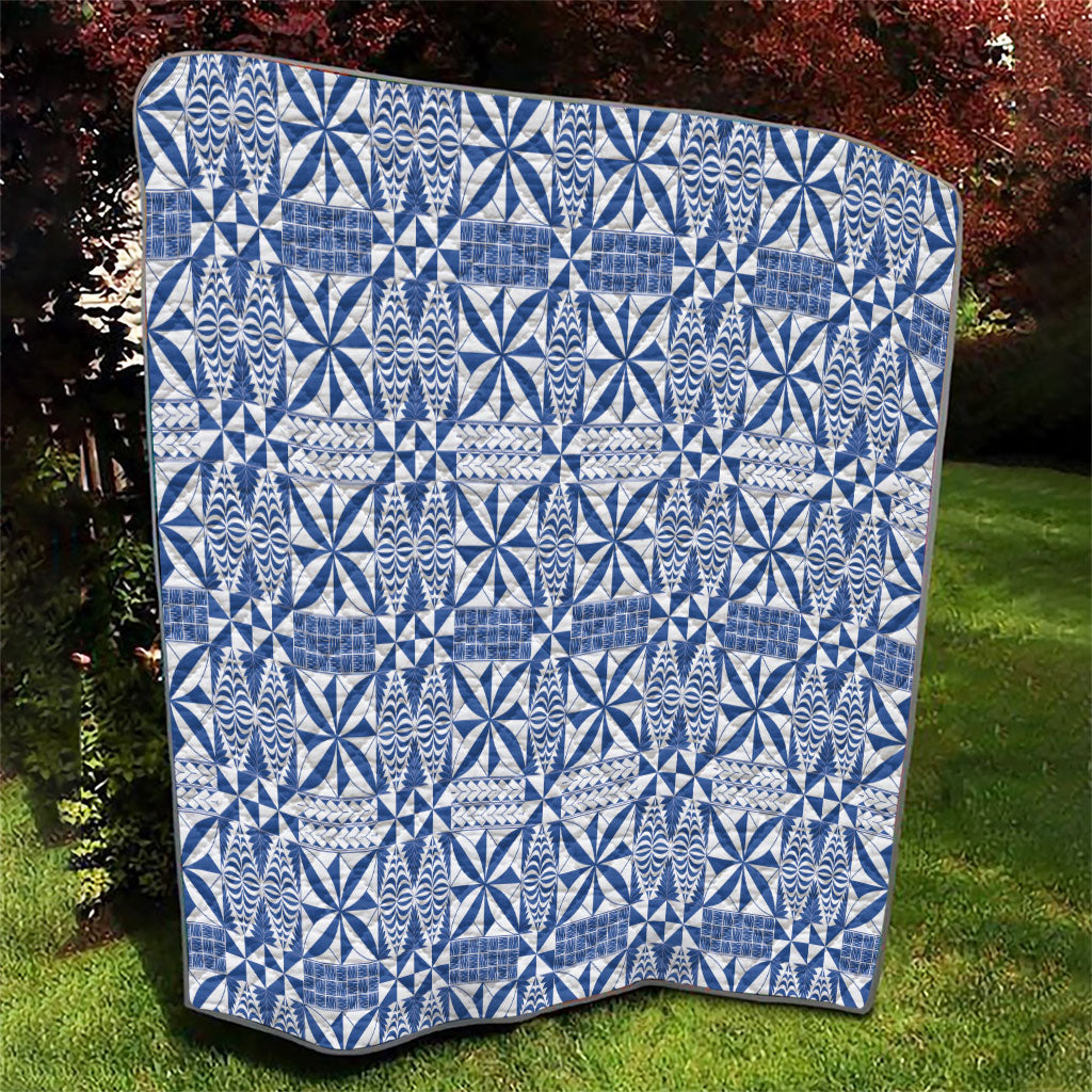 Blue Ngatu Pattern Malo e Lelei Tonga Quilt