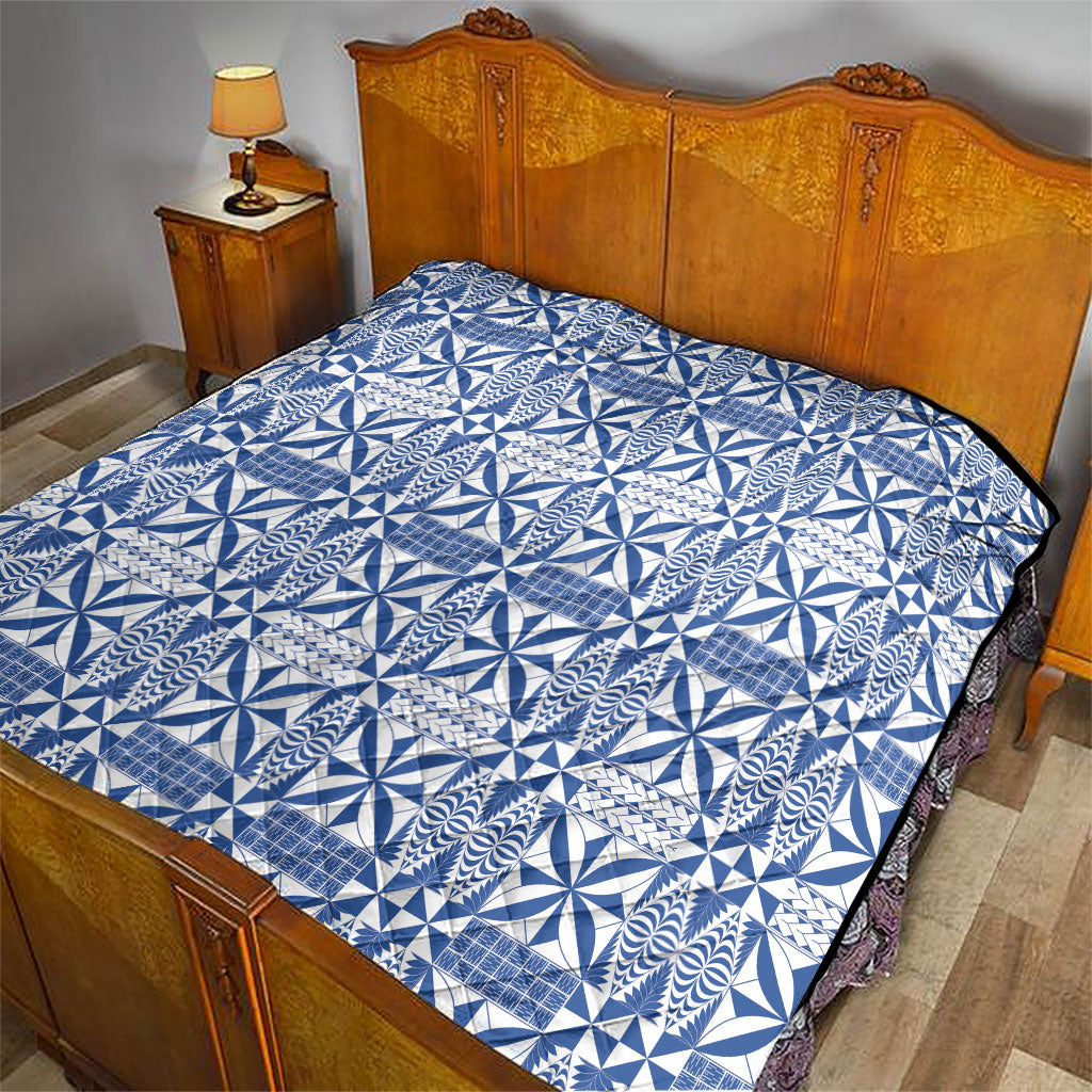 Blue Ngatu Pattern Malo e Lelei Tonga Quilt