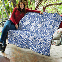 Blue Ngatu Pattern Malo e Lelei Tonga Quilt