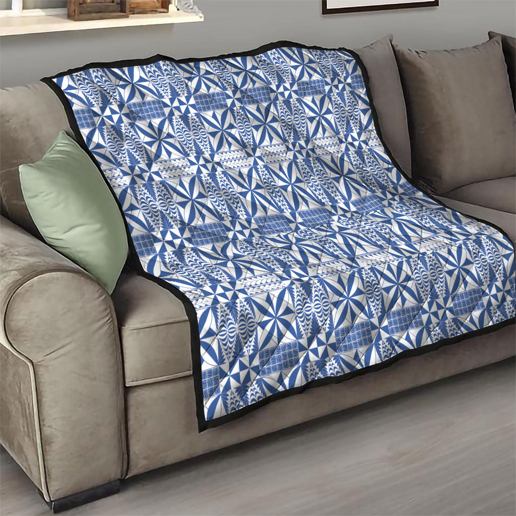 Blue Ngatu Pattern Malo e Lelei Tonga Quilt