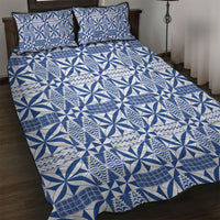 Blue Ngatu Pattern Malo e Lelei Tonga Quilt Bed Set