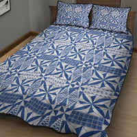 Blue Ngatu Pattern Malo e Lelei Tonga Quilt Bed Set