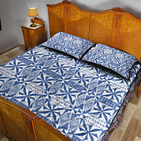 Blue Ngatu Pattern Malo e Lelei Tonga Quilt Bed Set