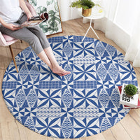 Blue Ngatu Pattern Malo e Lelei Tonga Round Carpet