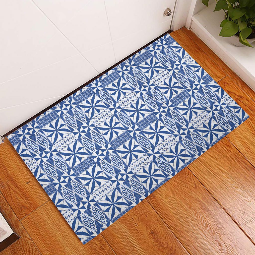 Blue Ngatu Pattern Malo e Lelei Tonga Rubber Doormat