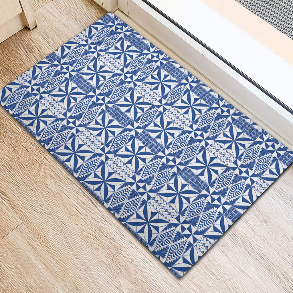 Blue Ngatu Pattern Malo e Lelei Tonga Rubber Doormat