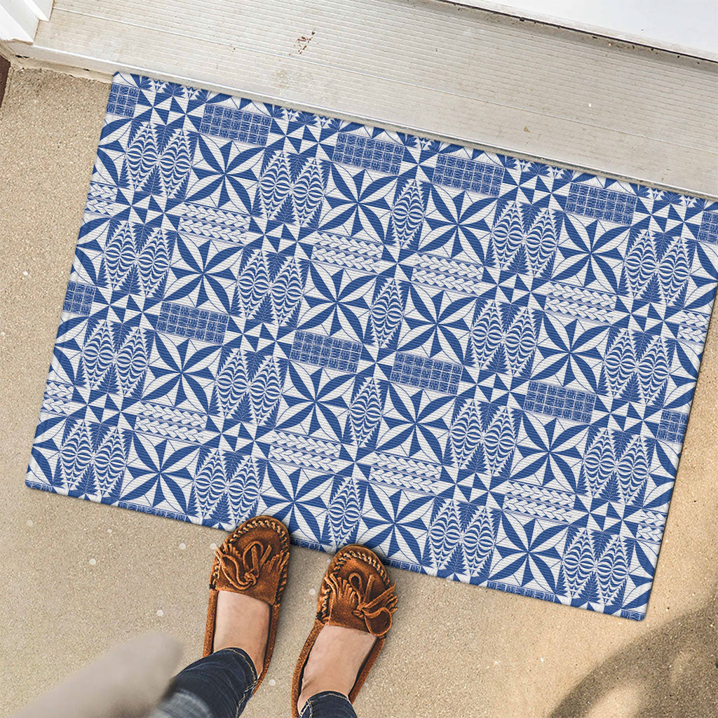 Blue Ngatu Pattern Malo e Lelei Tonga Rubber Doormat
