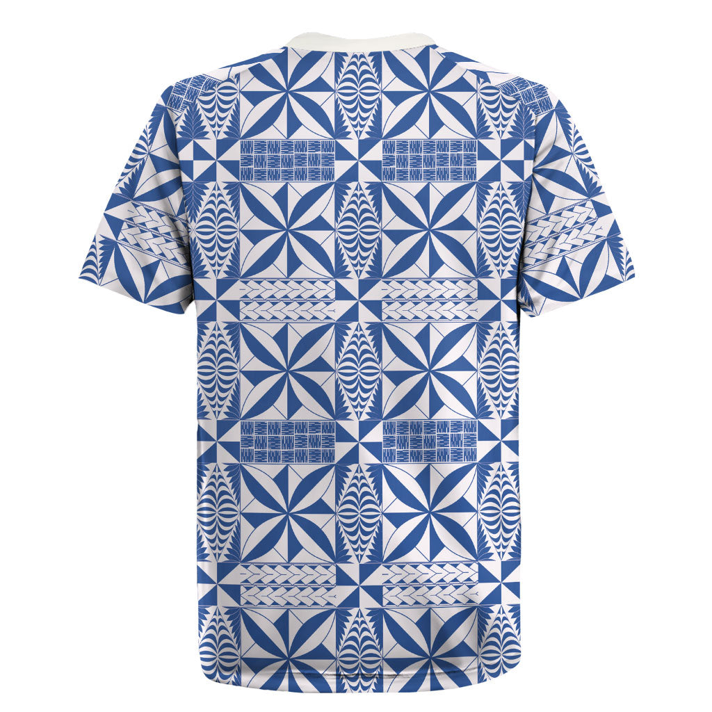 Blue Ngatu Pattern Malo e Lelei Tonga Rugby Jersey