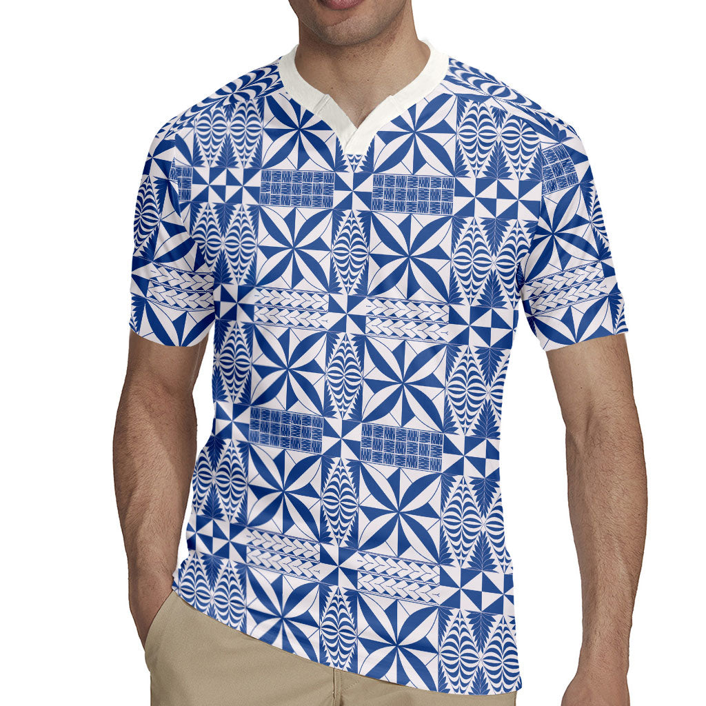 Blue Ngatu Pattern Malo e Lelei Tonga Rugby Jersey