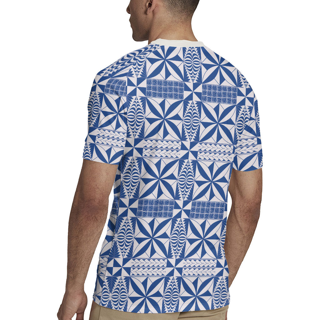 Blue Ngatu Pattern Malo e Lelei Tonga Rugby Jersey