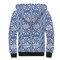 Blue Ngatu Pattern Malo e Lelei Tonga Sherpa Hoodie