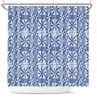 Blue Ngatu Pattern Malo e Lelei Tonga Shower Curtain