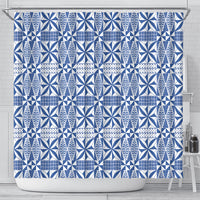 Blue Ngatu Pattern Malo e Lelei Tonga Shower Curtain