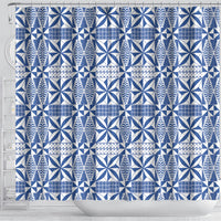 Blue Ngatu Pattern Malo e Lelei Tonga Shower Curtain
