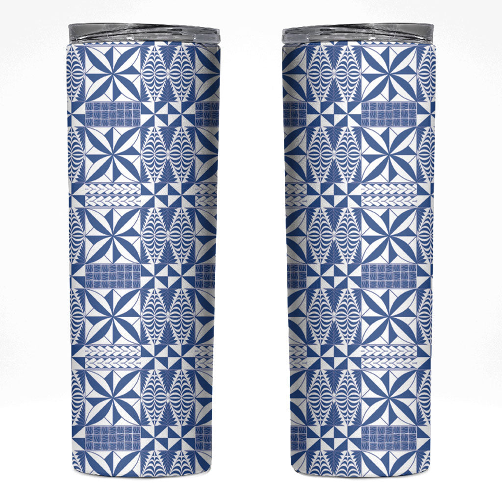 Blue Ngatu Pattern Malo e Lelei Tonga Skinny Tumbler