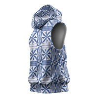 Blue Ngatu Pattern Malo e Lelei Tonga Sleeveless Hoodie